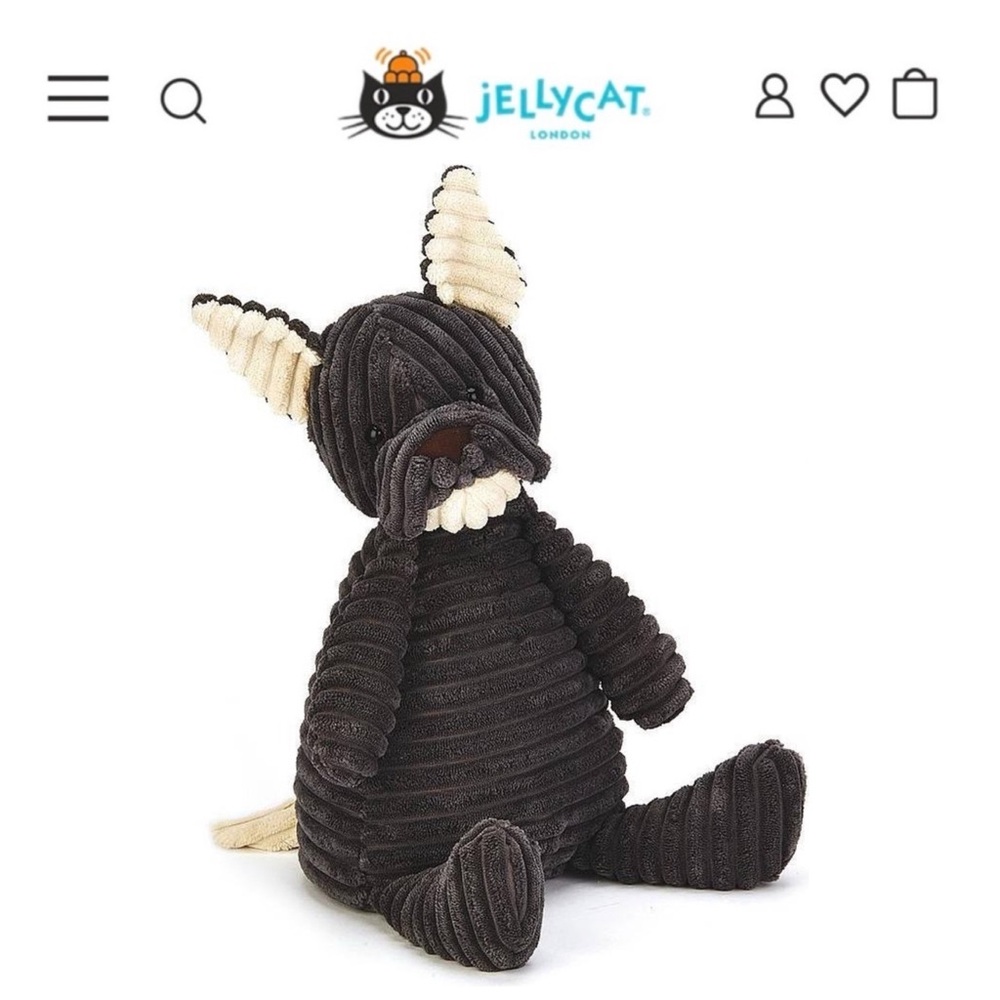 Jellycat 15" Cordy Corduroy Ribbed Puppy Dog Plush Toy Weighted Bottom